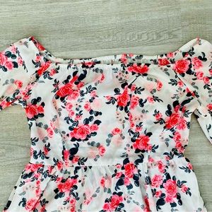 sheer rose off shoulder maxi dress